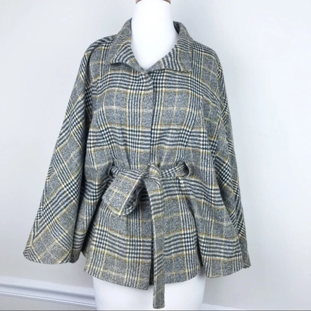 New York and Company plaid cape poncho